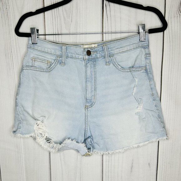 Universal Thread Highest Rise Shortie Shorts Sz 6R Blue Jean Denim Distressed - Picture 1 of 8